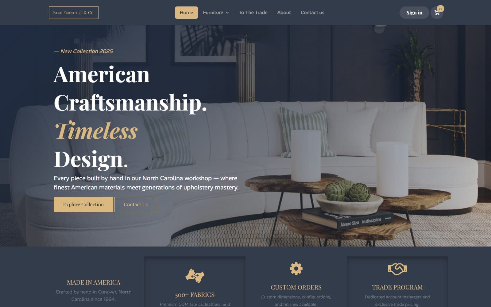 Blue Furniture & Co website homepage