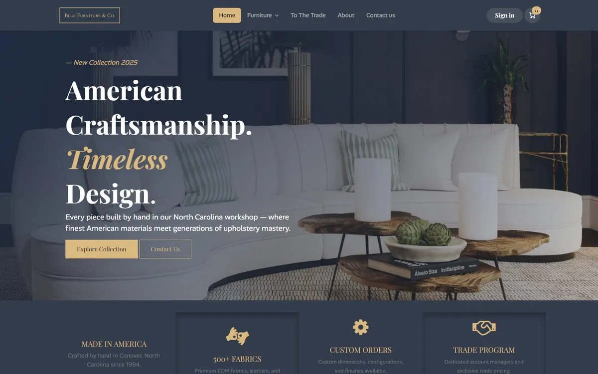 Blue Furniture Co. project screenshot